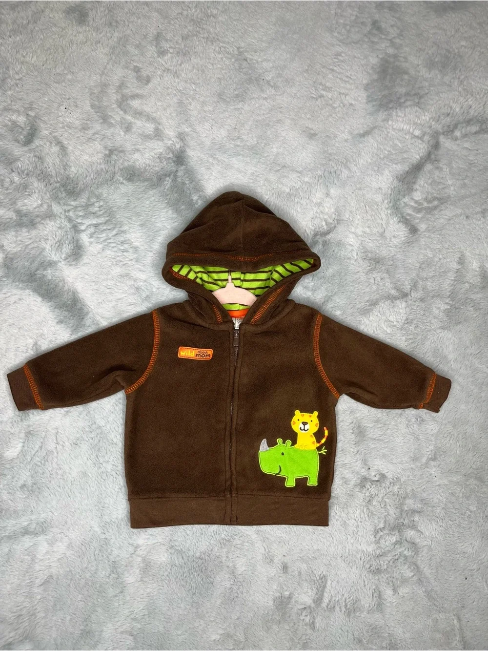 y2k vintage style Brown Hooded Kids Jacket